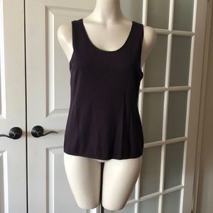 Eileen Fisher Deep Navy Blue, Almost Black Tank Top With Straight Hem.